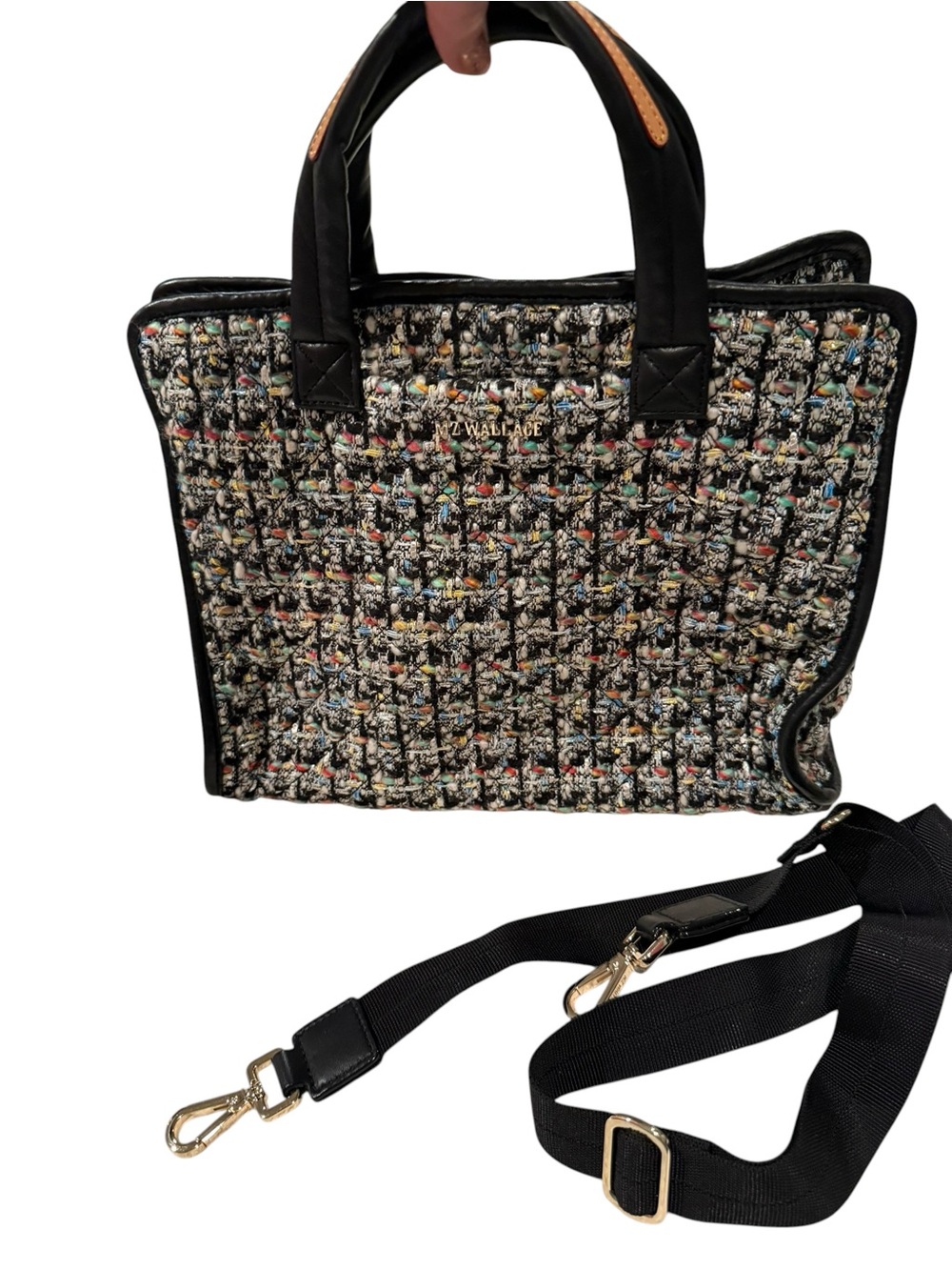MZ Wallace Medium Bouclé Box Tote Multicolor Tweed Crossbody